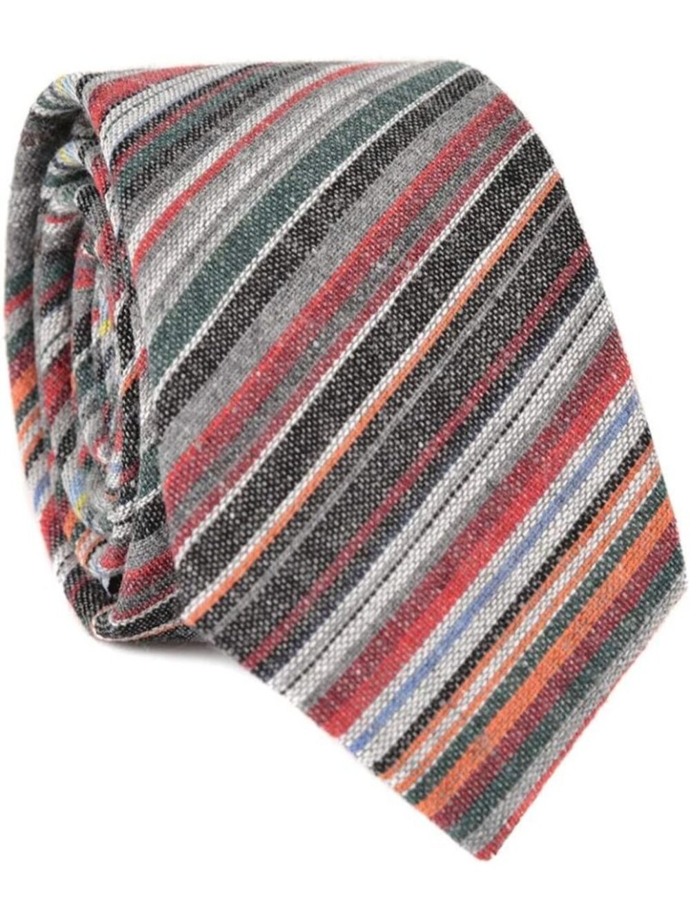 Men's Multi-Color Striped Cotton Linen Textured Formal Slim Necktie For Business